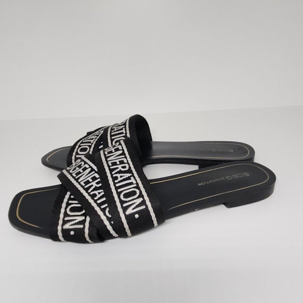 BCBGeneration Sandals Women's Size 9.5 Criss Cross Black/White Open Toe - Picture 4 of 8